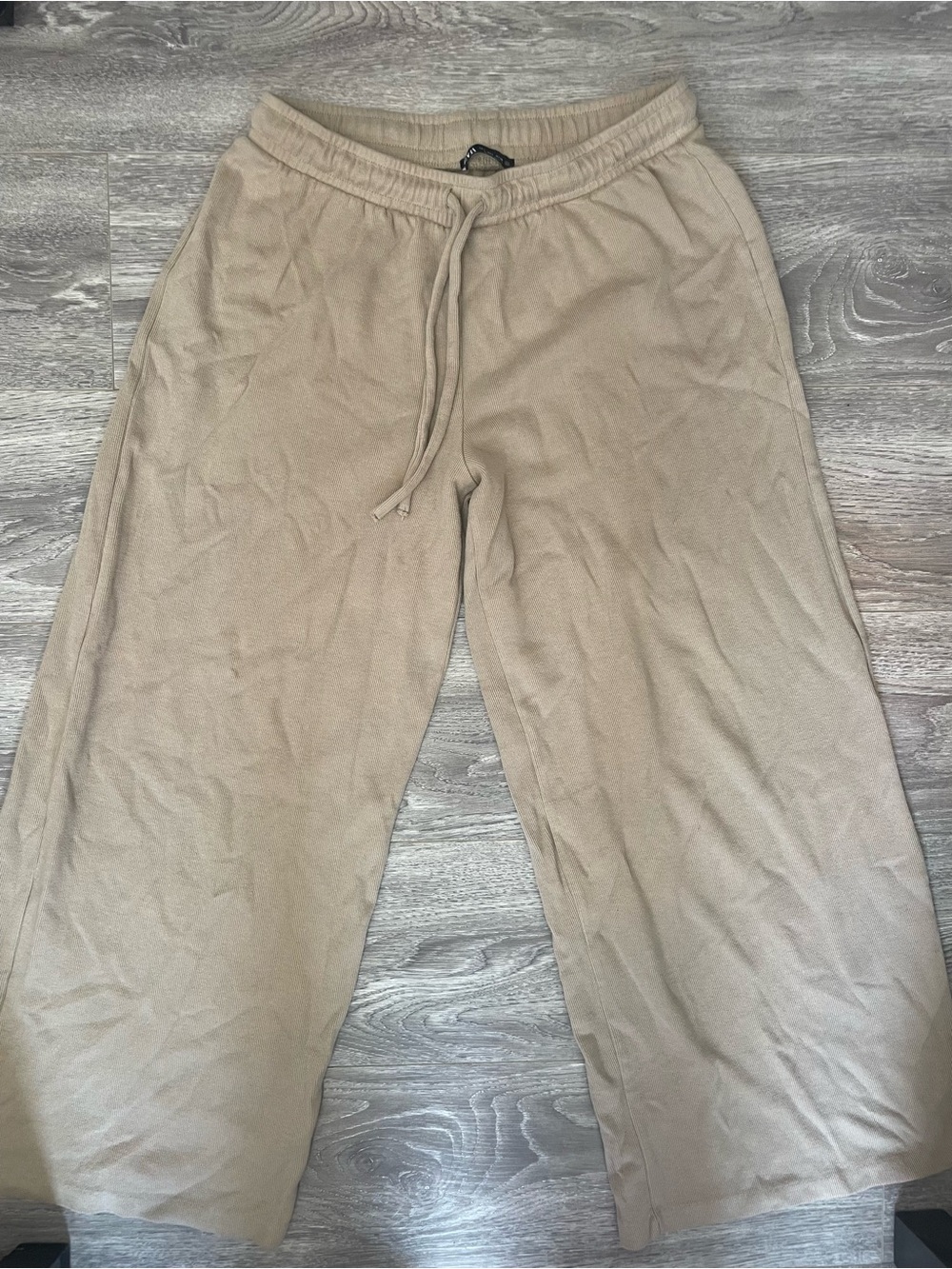 Zara Women’s Wide-Leg Drawstring Sweatpants - Light Tan